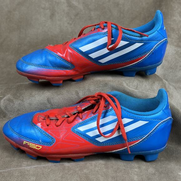 ADIDAS F-50 Boys 5.5 ~Traxion Soccer Cleats Red Blue - V24800 - Picture 3 of 14